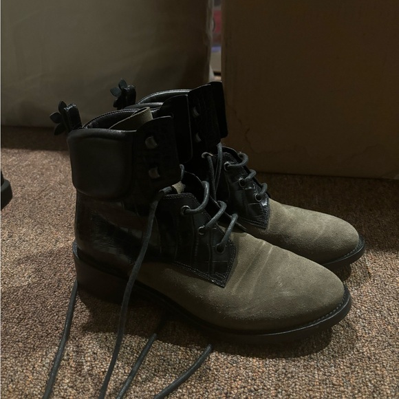Green suede combat boots - Picture 9 of 13